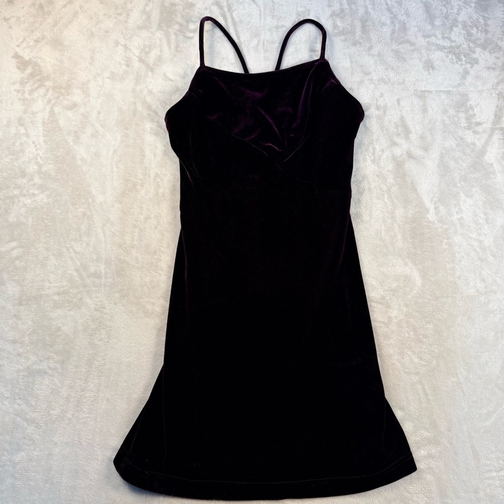 Vintage Catalyst Velvet Slip Dress Burgundy Plum Spaghetti Strap Mini Dress 2P